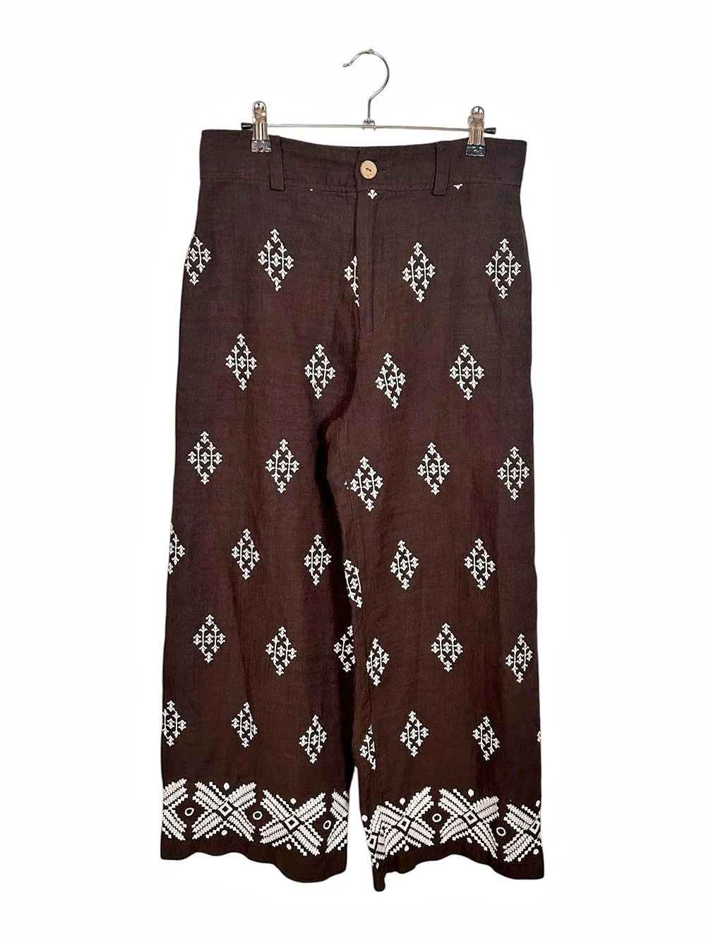 Calypso St. Barth Geometric Wide Leg Pants in Brown